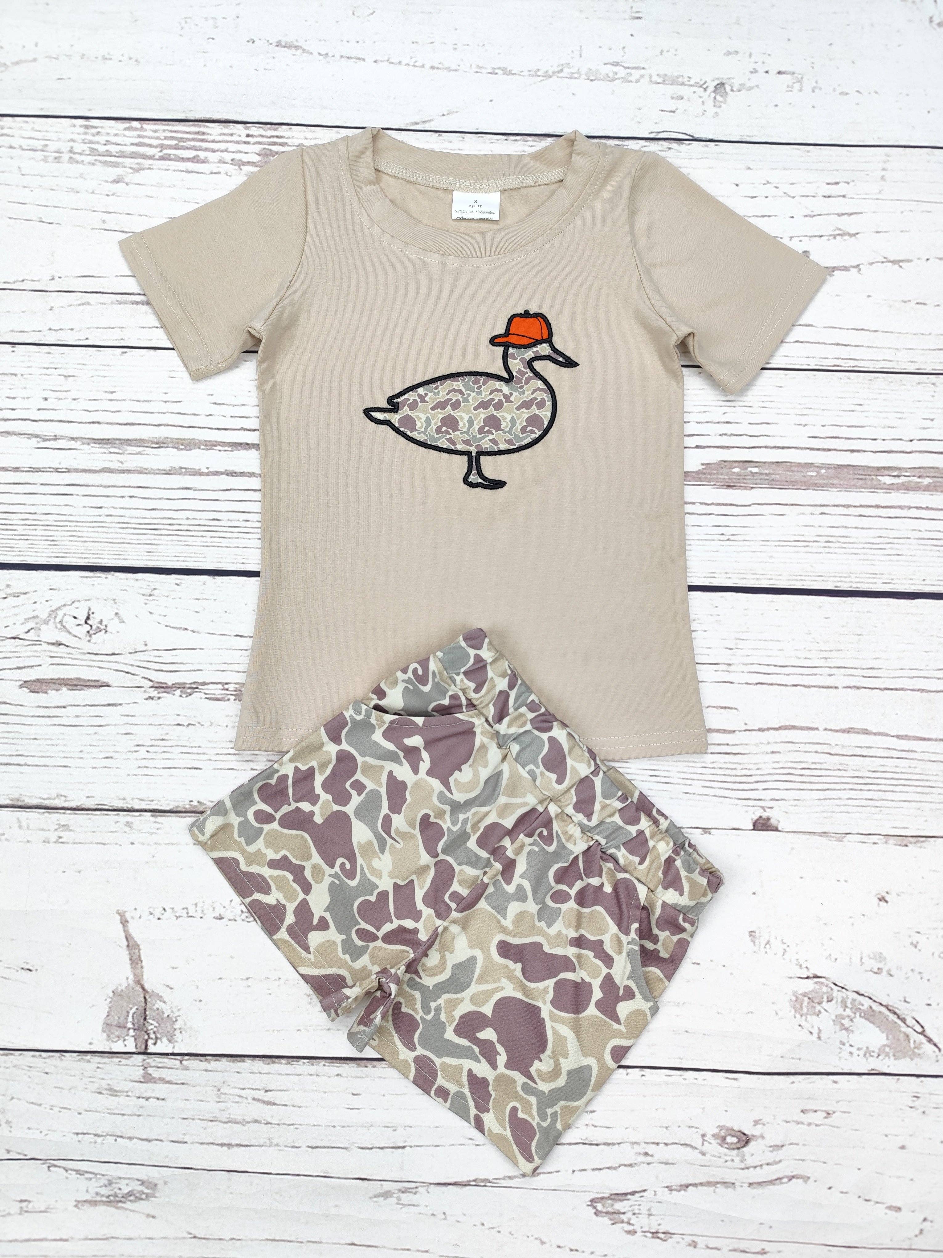 Boys Camouflage Duck Appliqué 2 Piece Set